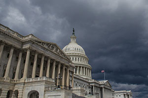 The US Capitol building during a storm. Photo by Thomas Dwyer via Flickr